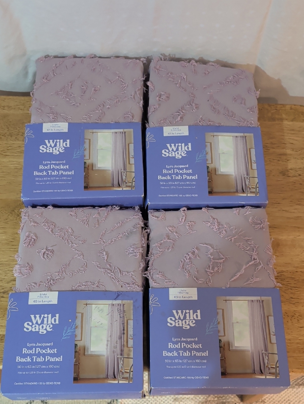 Wild Sage Lavender Rod Pocket Back Tab Tapestry Panel - Set of 4